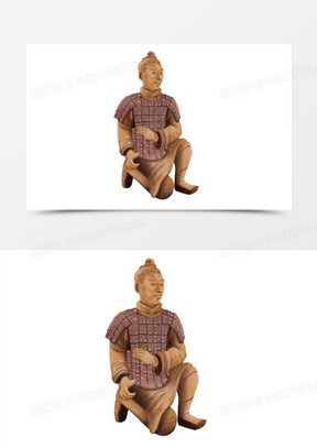 秦始皇陵兵马俑卡通手绘元素
