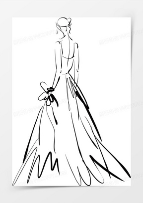 婚纱模特插画20手绘新娘婚纱背景20手绘婚纱图片32手绘礼服婚纱模特