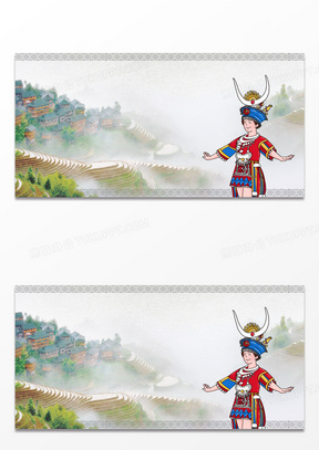 简约苗族少数民族中国风摄影合成背景