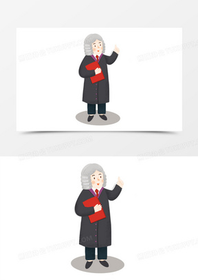 手绘卡通律师人物插画免抠元素