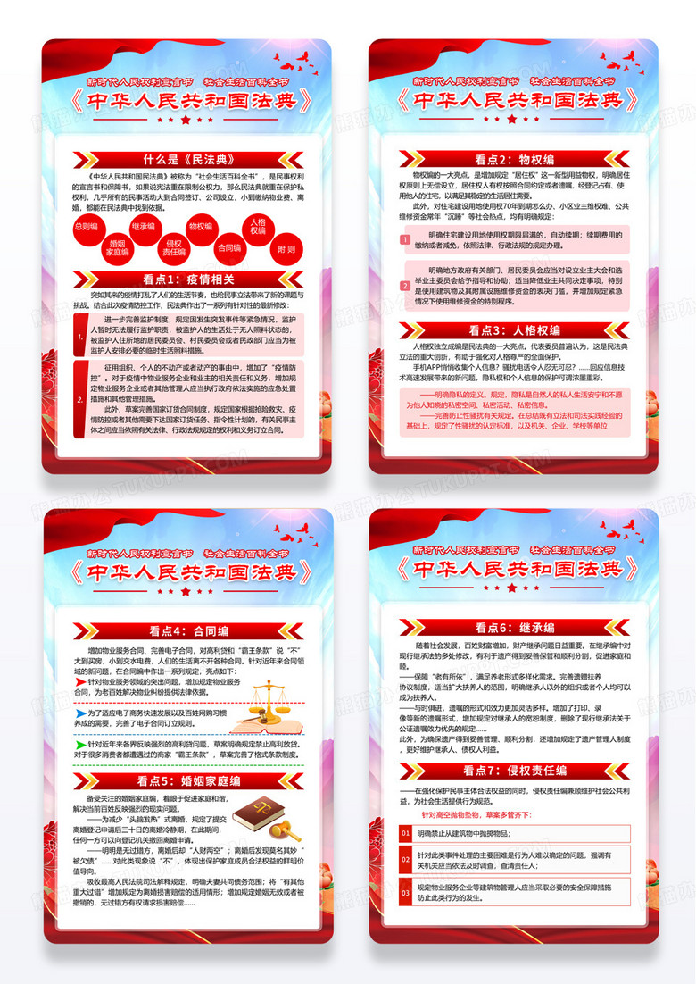 蓝色党建党政党课一图读懂中华人民共和国民法典两会宣传套图