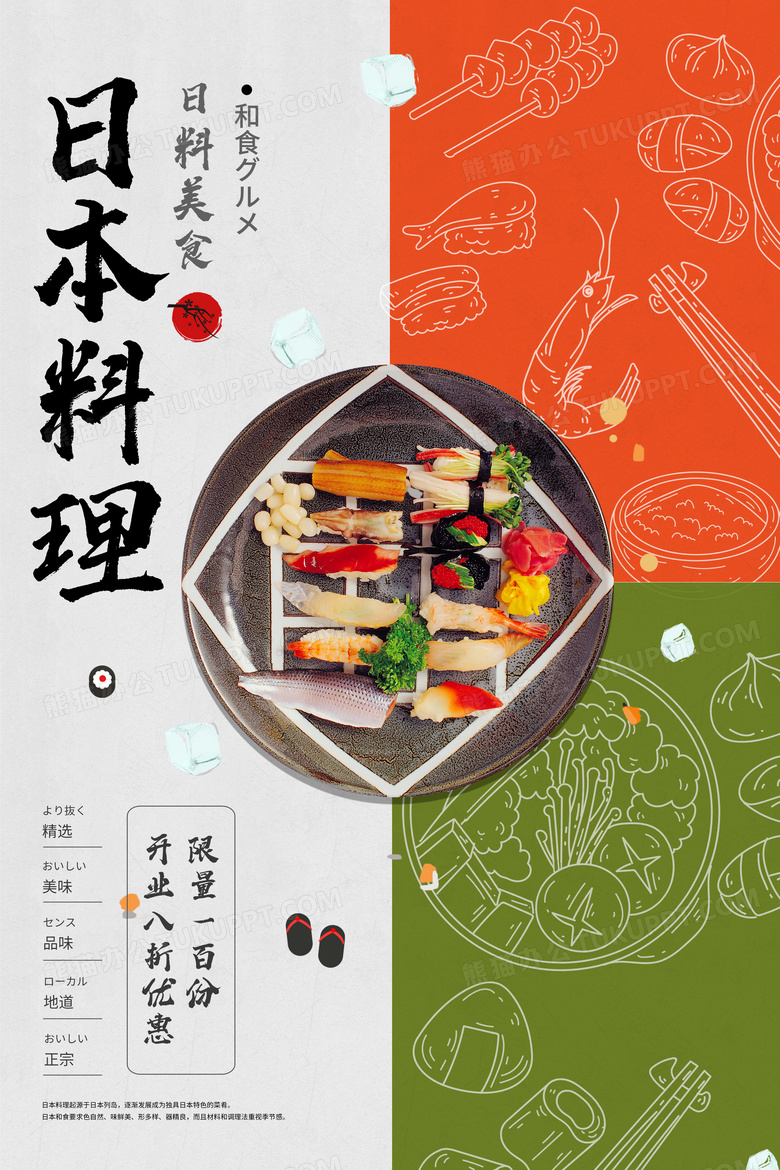创意日式日本料理寿司美食海报