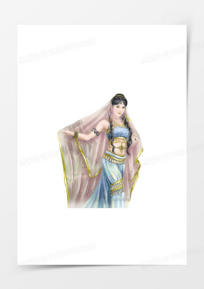 蒙面西域美女手绘古风