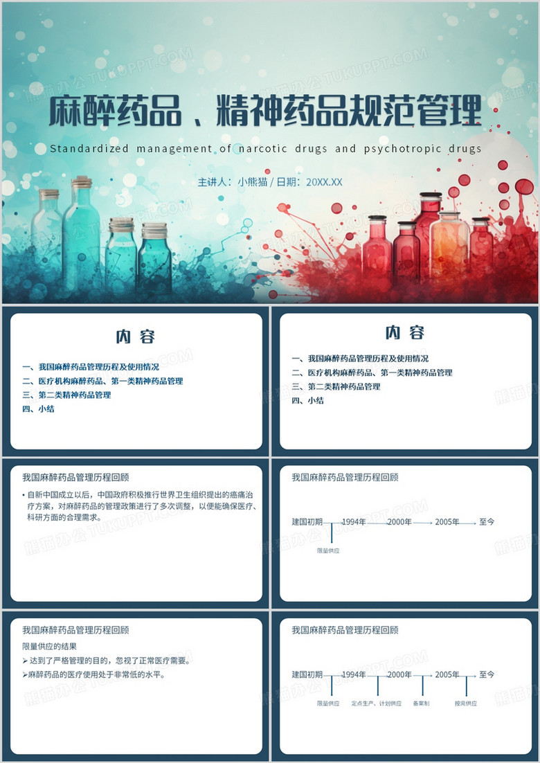 蓝色简约风麻醉药品精神药品规范管理PPT模板