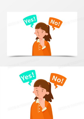 手绘女孩赞成反对免抠素材