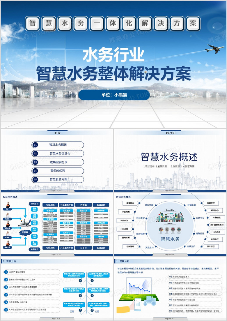 藍(lán)色簡(jiǎn)約風(fēng)智慧水務(wù)整體解決方案PPT模板 藍(lán)色簡(jiǎn)約風(fēng)智慧水務(wù)整體解決方案PPT模板