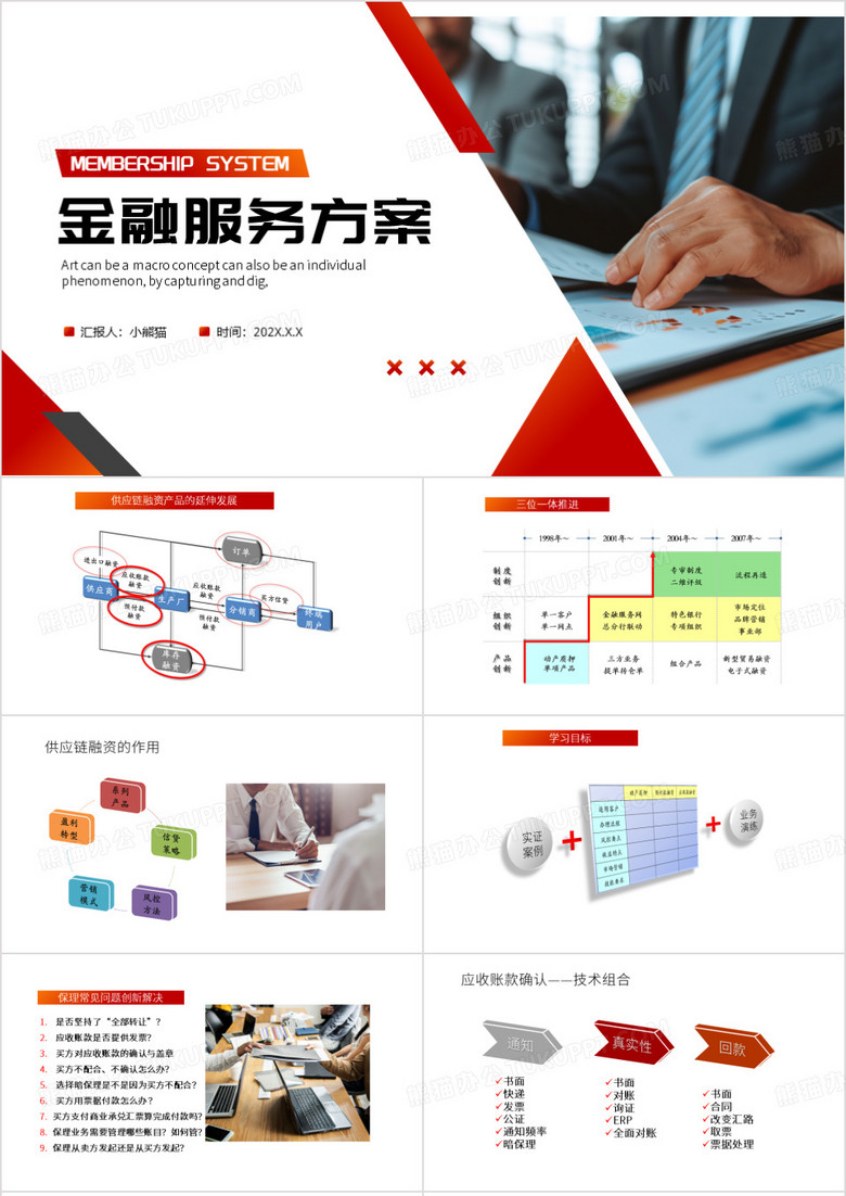 红色简约风供应链金融服务方案PPT模板