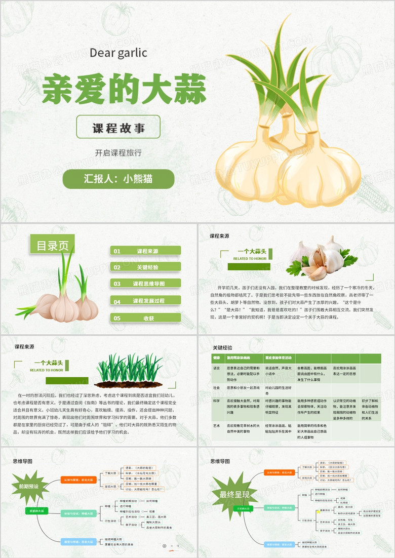 绿色简约风亲爱的大蒜PPT模板