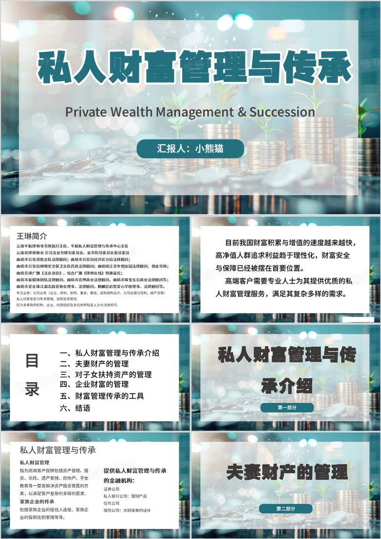 绿色私人财富的管理与传承PPT模板