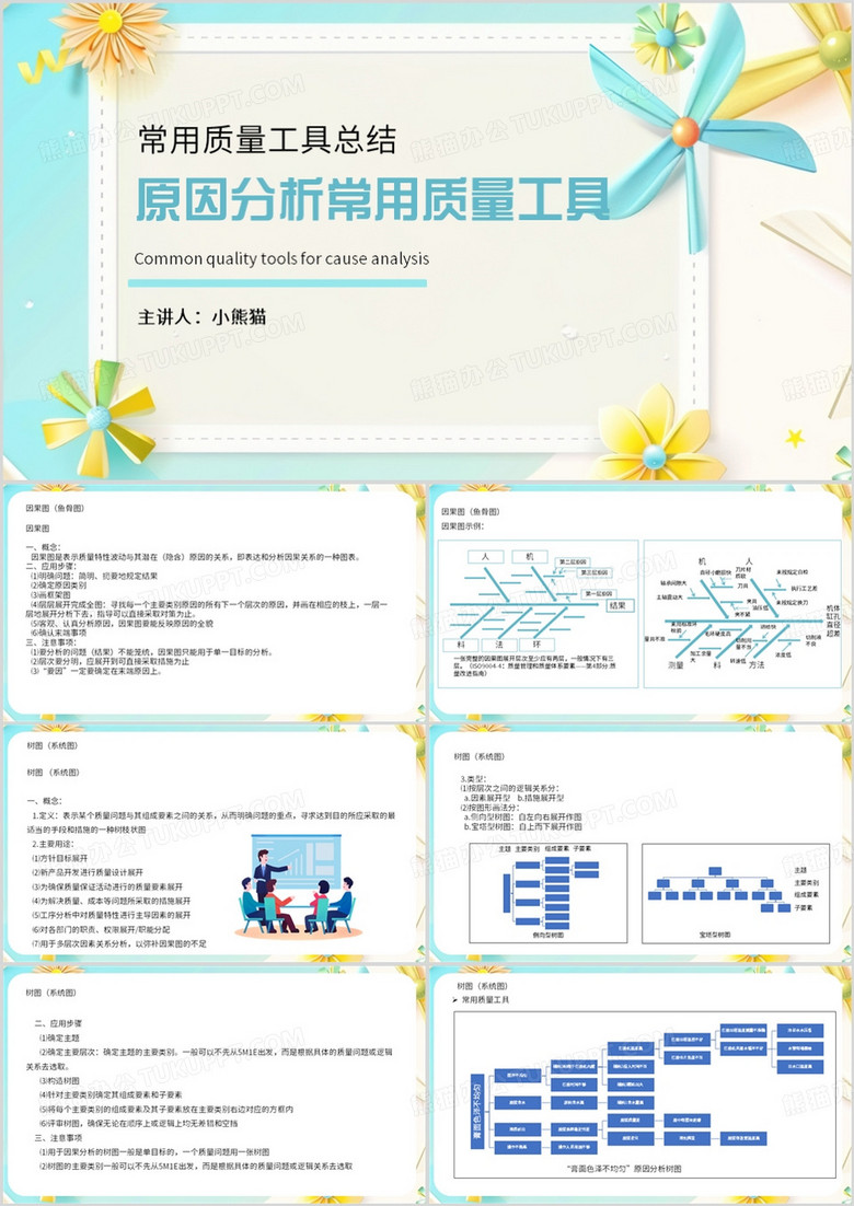 绿色简约风原因分析常用质量工具PPT模板