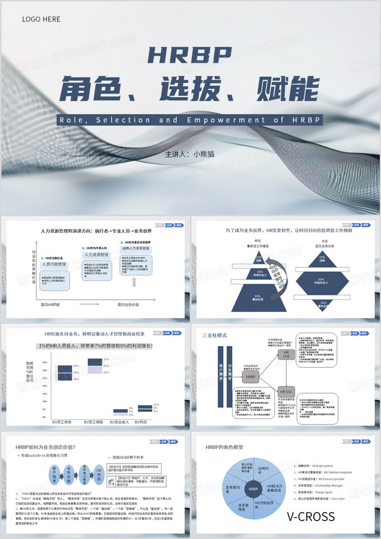 蓝色简约风HRBP成长学习PPT模板