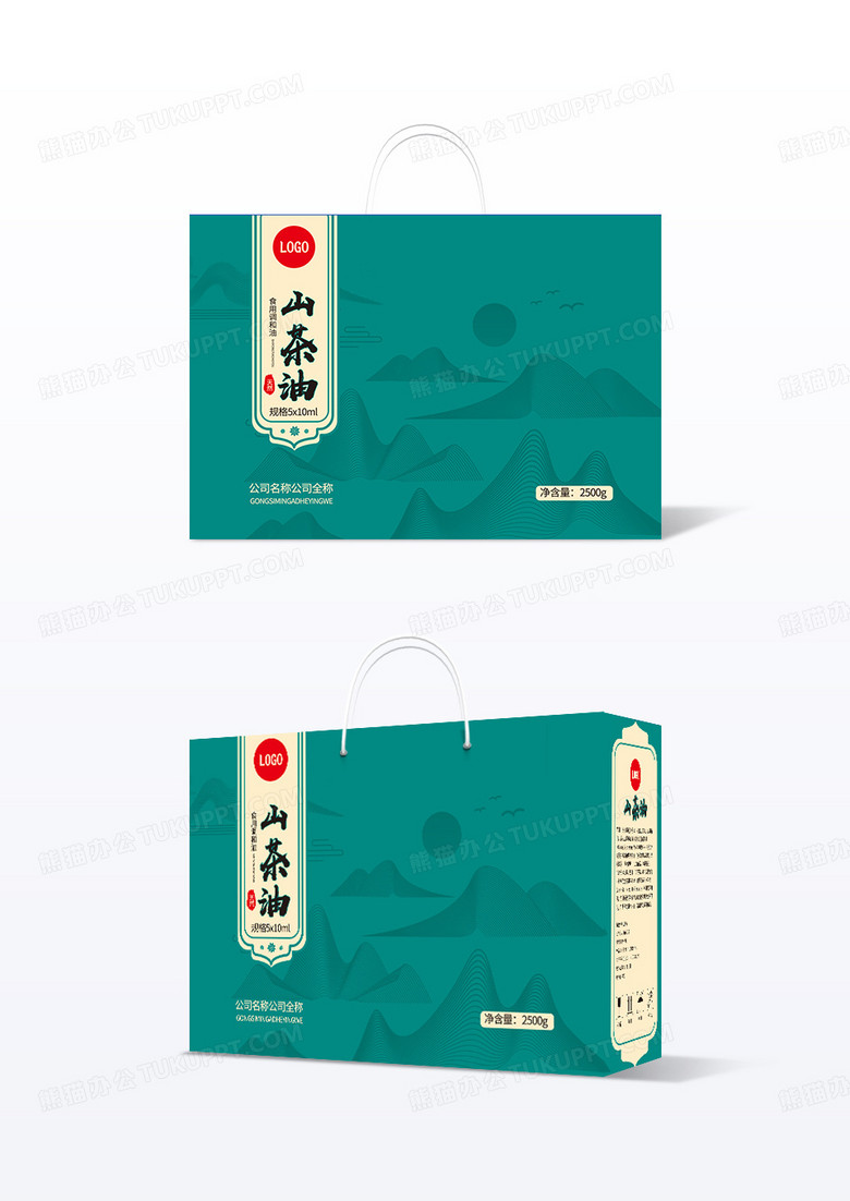 简约国风线条山水山茶油包装礼盒背景