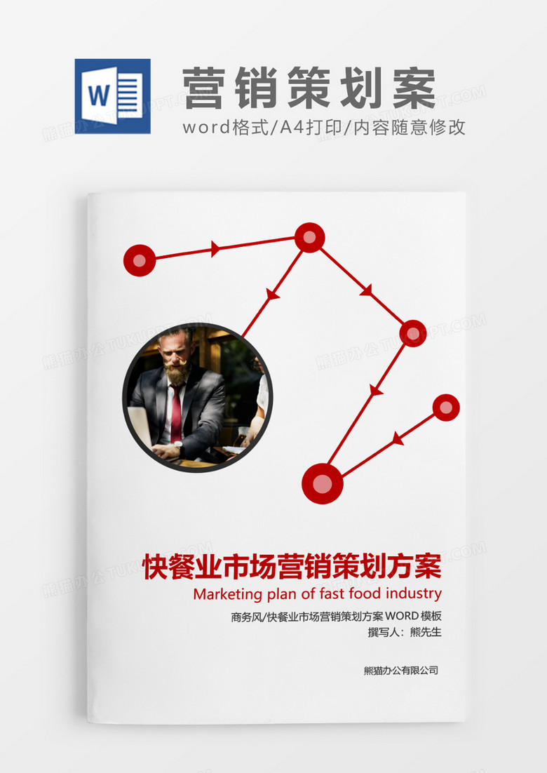 红色简约快餐业市场营销策划方案WORD模板