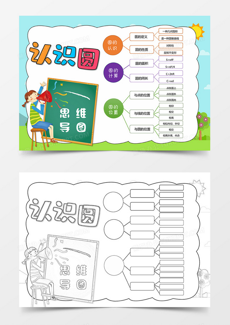 认识圆的思维导图小学数学手抄报小报