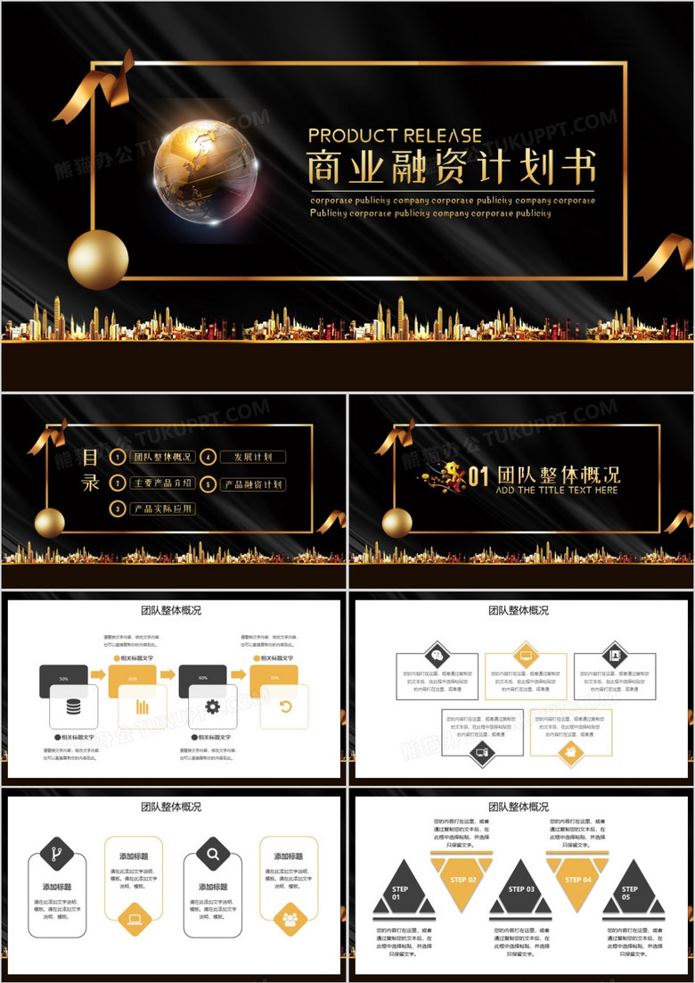 大气黑金商业项目计划书PPT模板