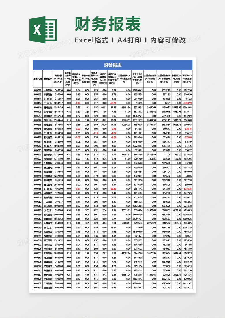 公司财务报表excel模板 公司财务报表excel模板