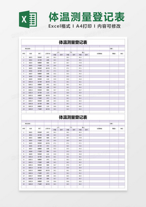 体温测量表excel表格模板下载_熊猫办公