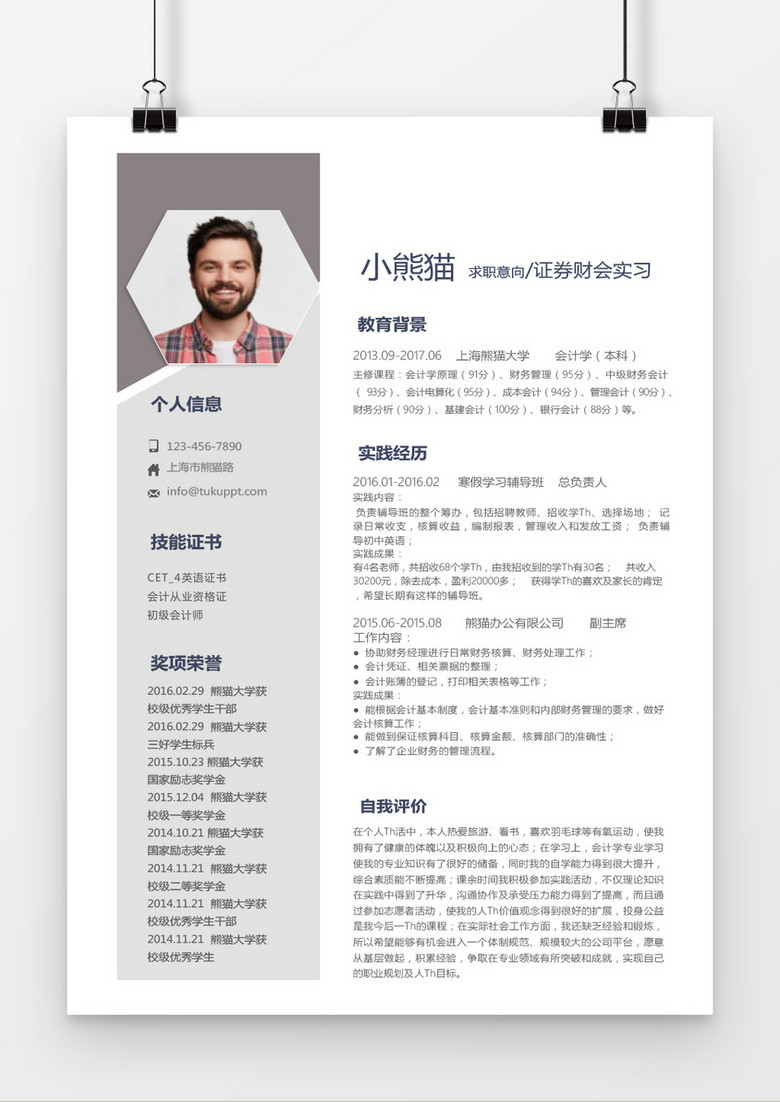 时尚简约风格会计求职简历word简历模板