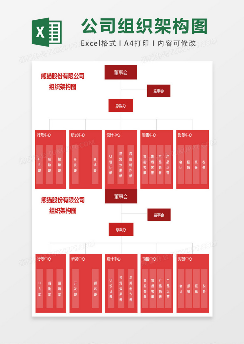 公司组织架构图excel表格模板 公司组织架构图excel表格模板