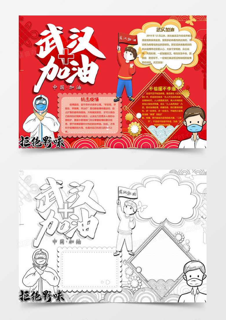 武漢加油中國(guó)加油新型冠狀病毒肺炎小報(bào)word模板 武漢加油中國(guó)加油新型冠狀病毒肺炎小報(bào)word模板