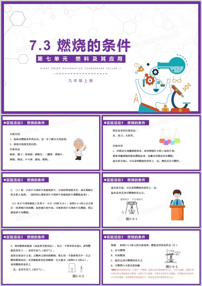 部编版九年级化学上册燃烧的条件课件PPT模板
