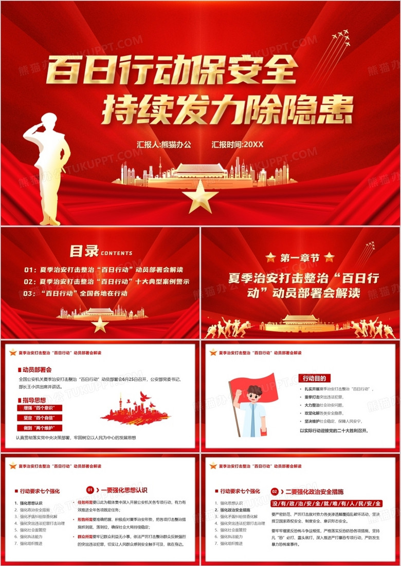 百日行动保安全持续发力除隐患PPT模板