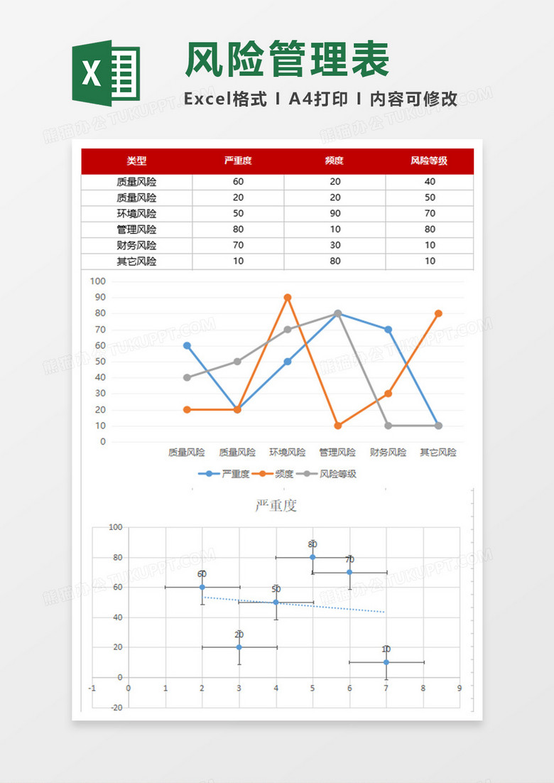 通用红色风险管理表excel表模板