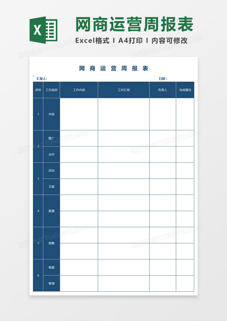 网商运营周报表excel模板 网商运营周报表excel模板