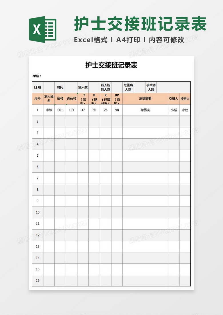 护士交接班记录表 护士交接班记录表