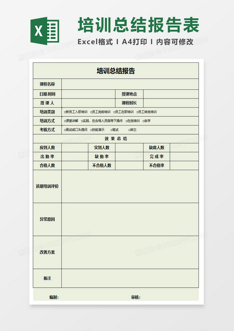 员工培训计划总结报告excel模板 员工培训计划总结报告excel模板