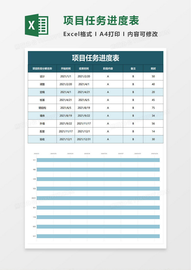 项目任务进度表word模板