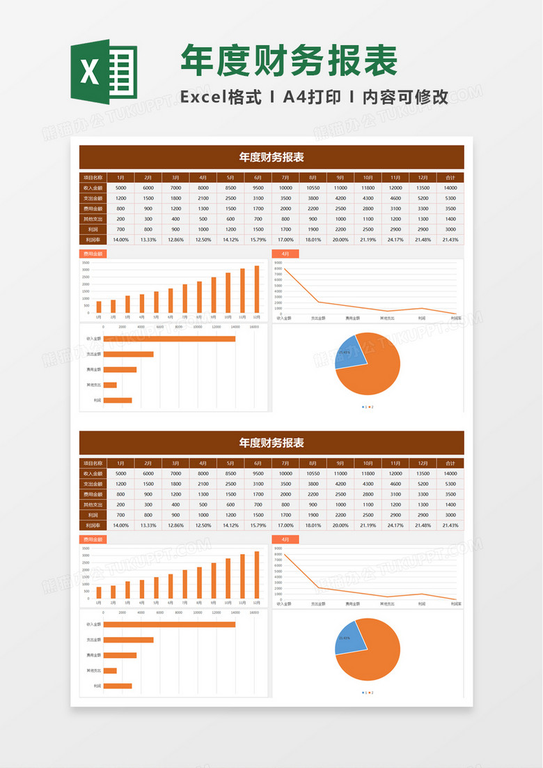 简洁年度财务报表excel模板