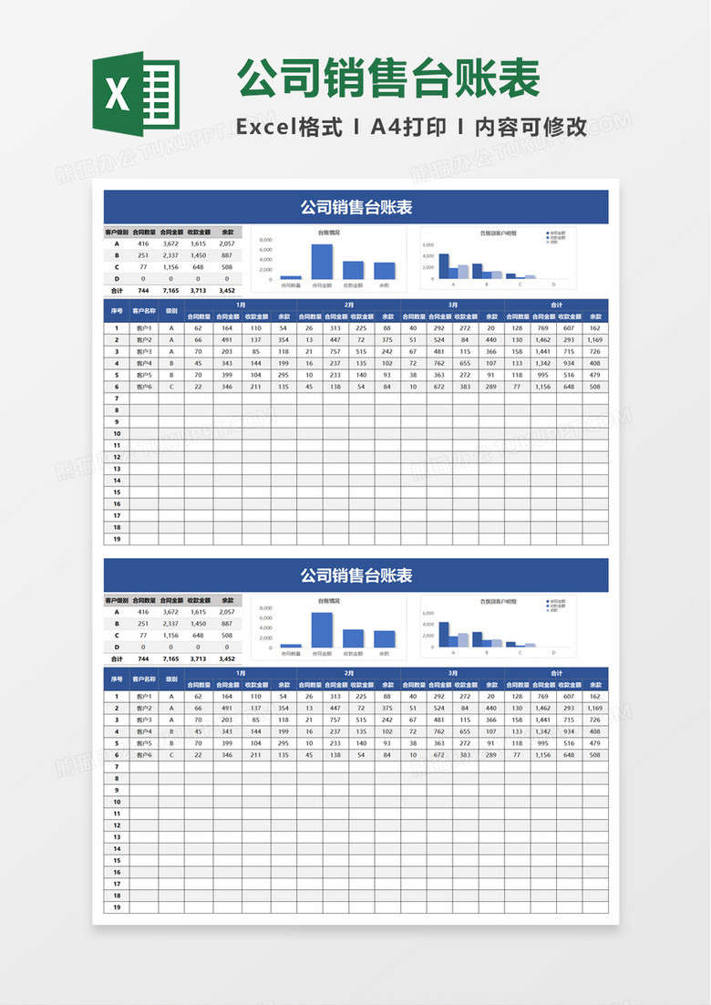 公司销售台账表excel模板 公司销售台账表excel模板