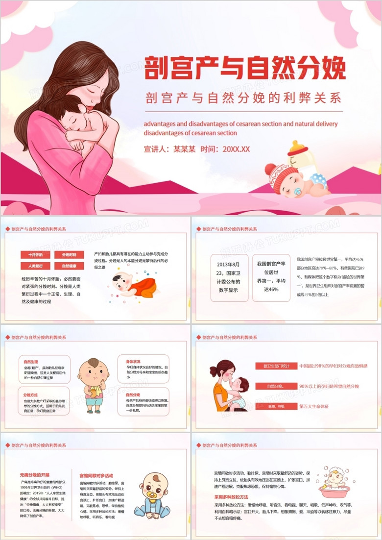 剖宫产与自然分娩的利弊关系动态PPT