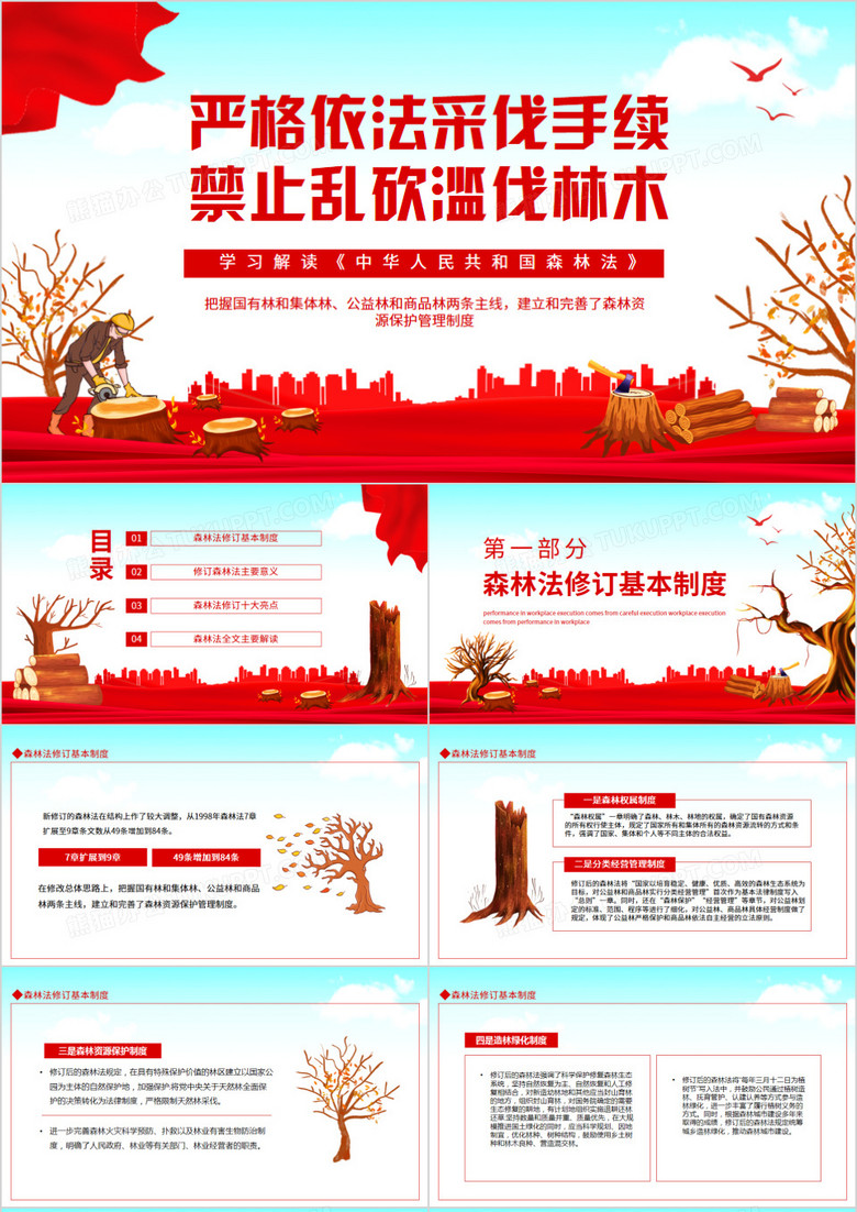 学习解读中华人民共和国森林法严格依法采伐手续禁止乱砍滥伐林木动态PPT