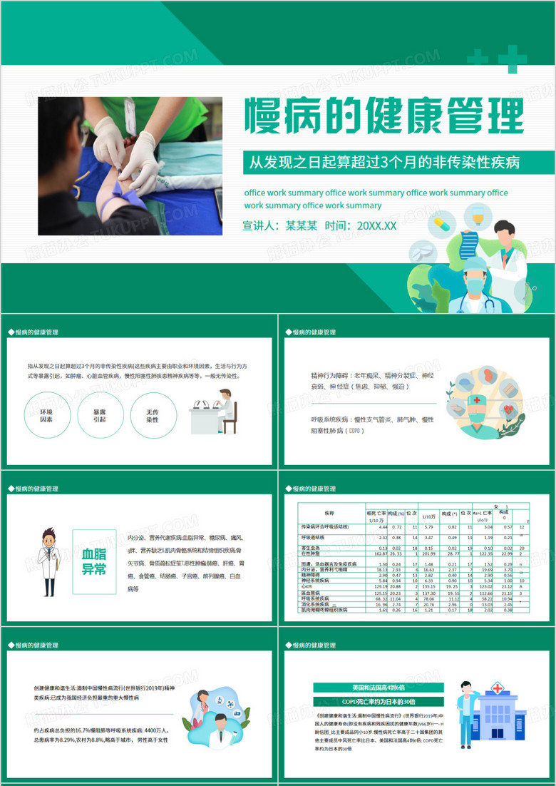 慢病的健康管理动态PPT模板