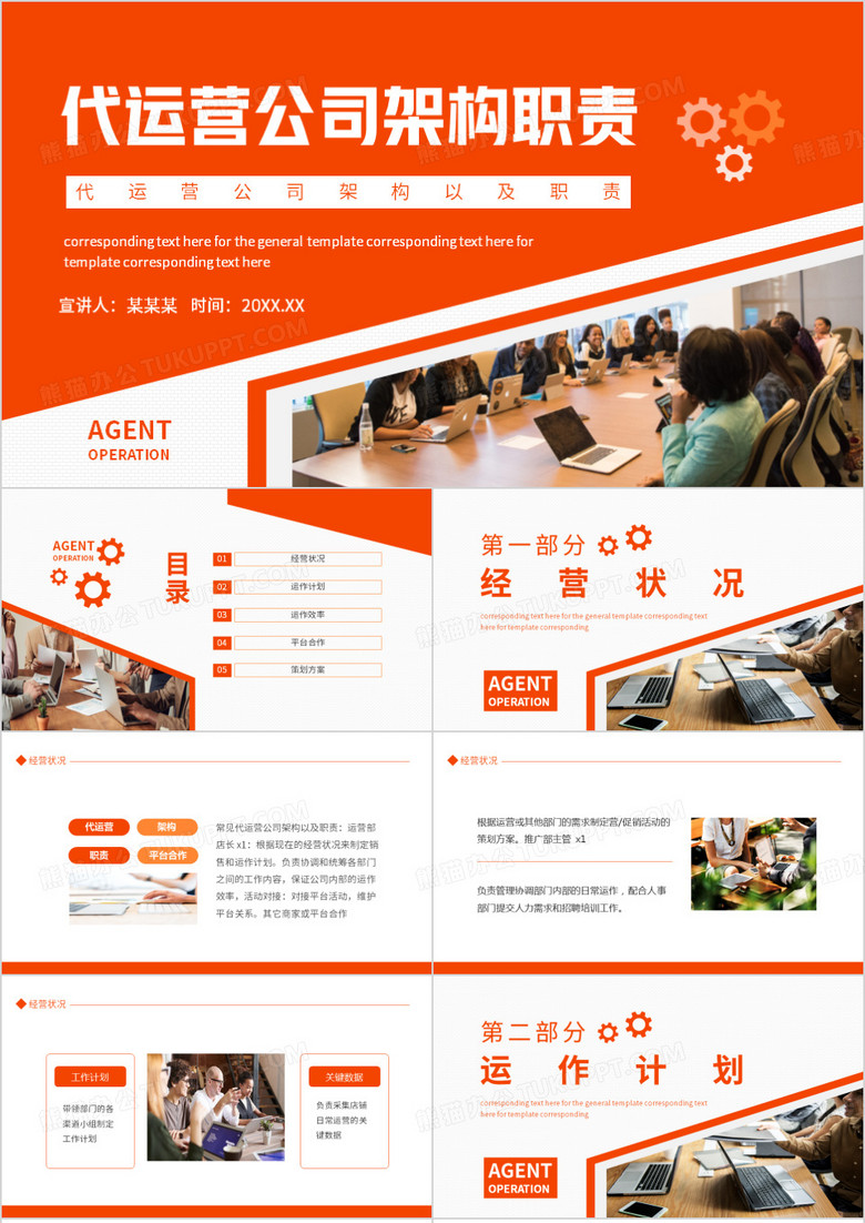 代运营公司架构以及职责动态PPT模板