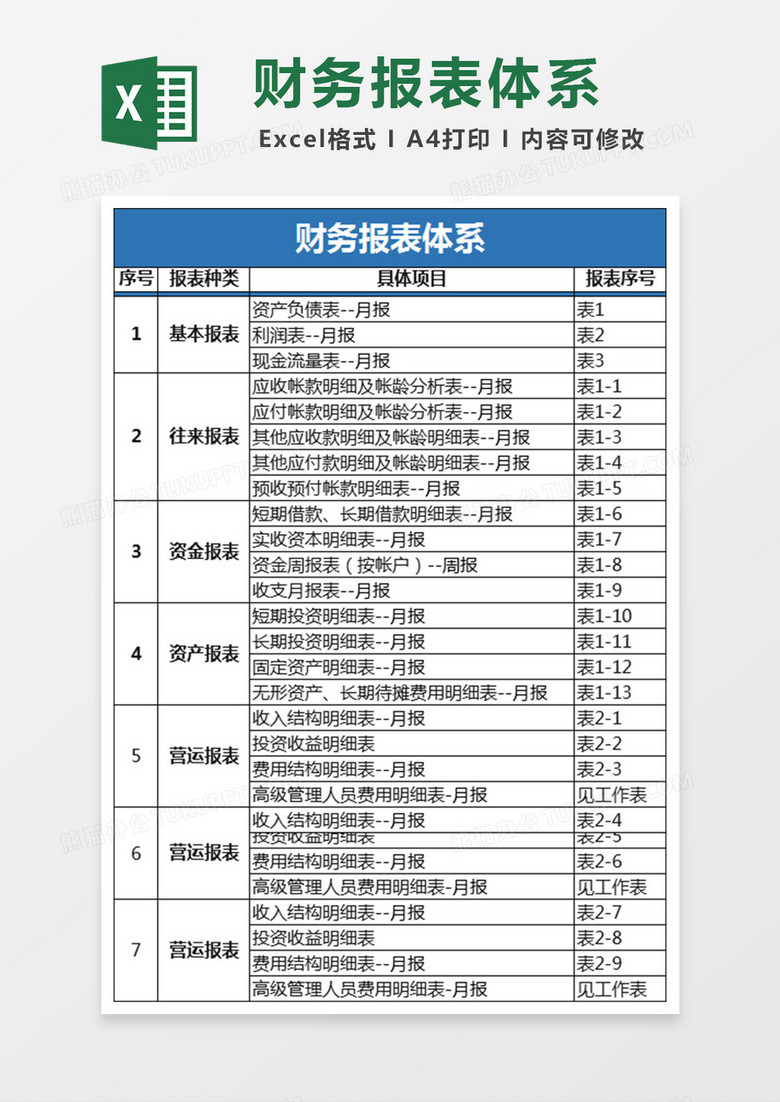 财务报表-会计报表Excel表格