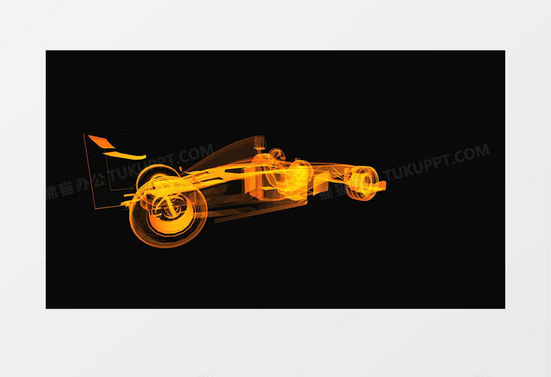 橙色赛车3D建模旋转动画效果视频素材