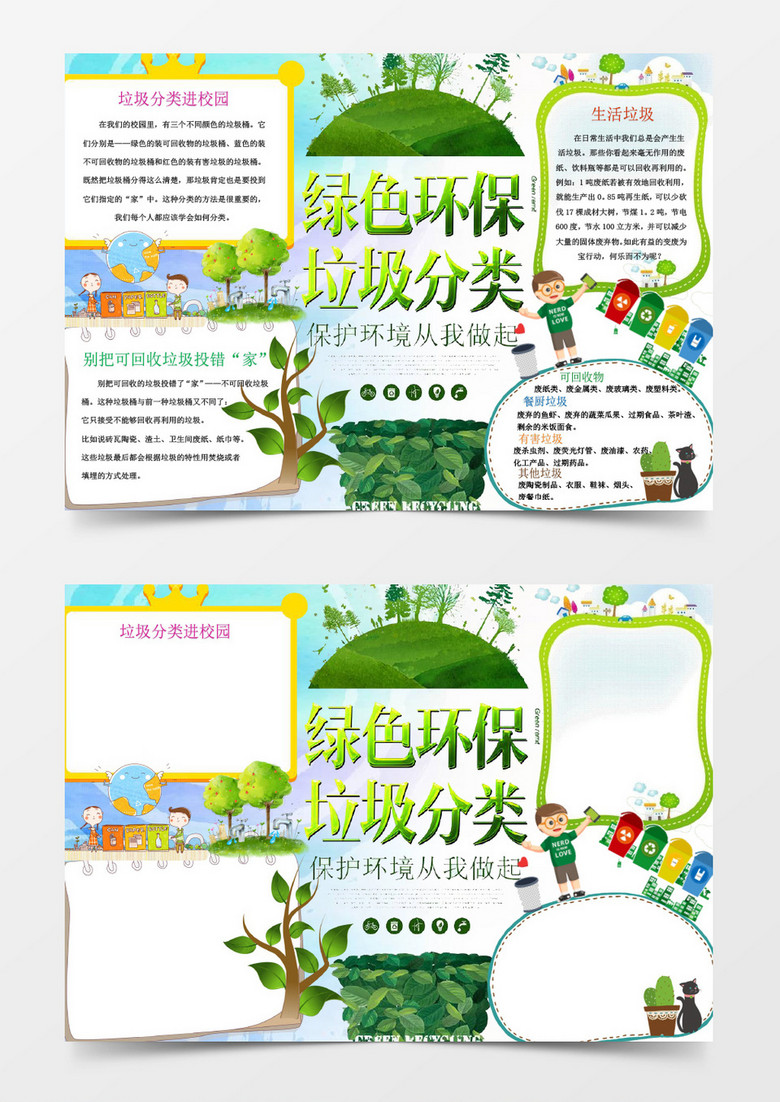 环保小报 低碳出行 绿色出行 绿色环保