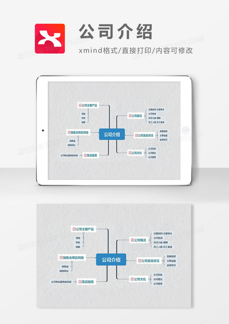  思维导图简洁公司介绍XMind模板