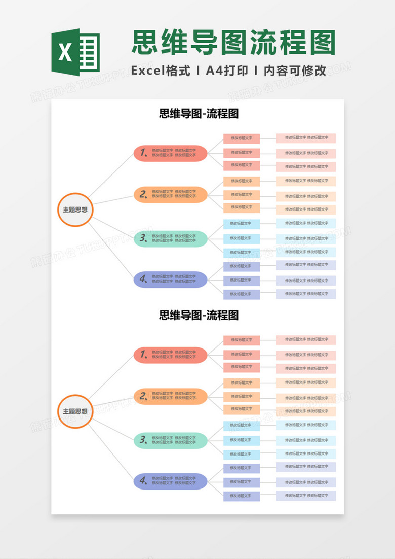 思维导图流程图execlexcel模板下载_熊猫办公