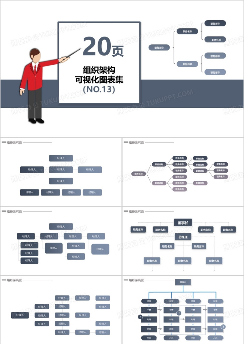20页企业组织架构可视化图表集PPT模板