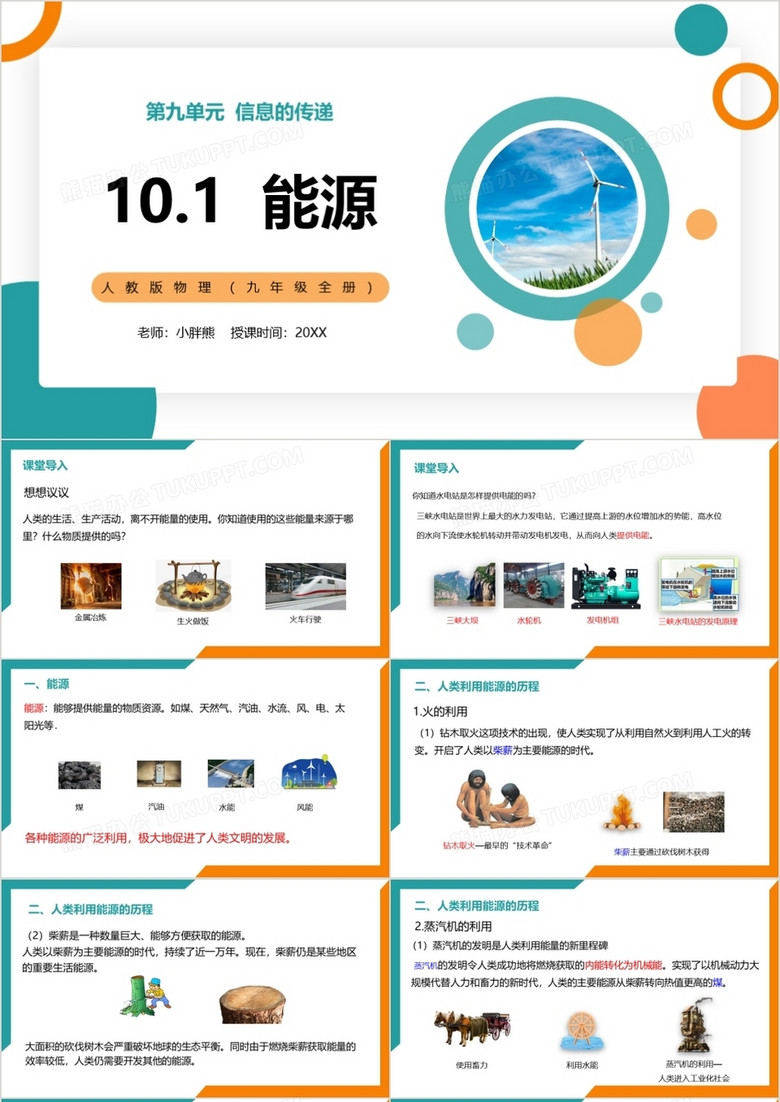 部编版九年级物理全册能源课件PPT模板
