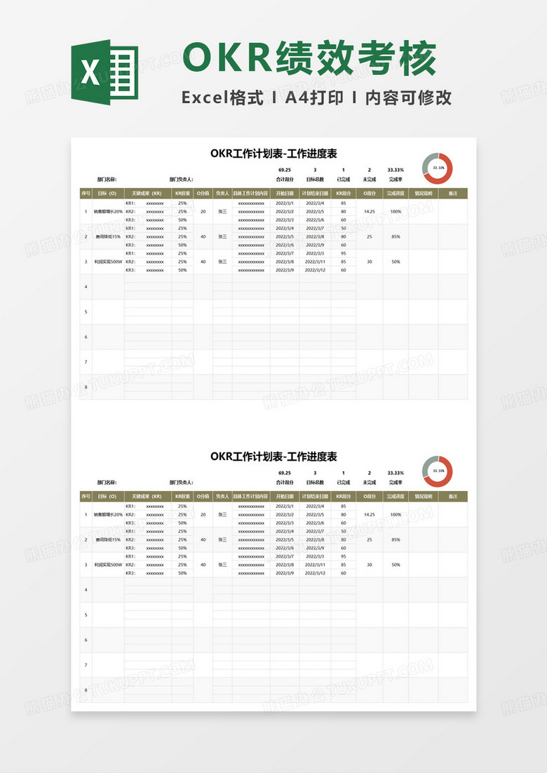 OKR工作計(jì)劃進(jìn)度表excel模板 OKR工作計(jì)劃進(jìn)度表excel模板
