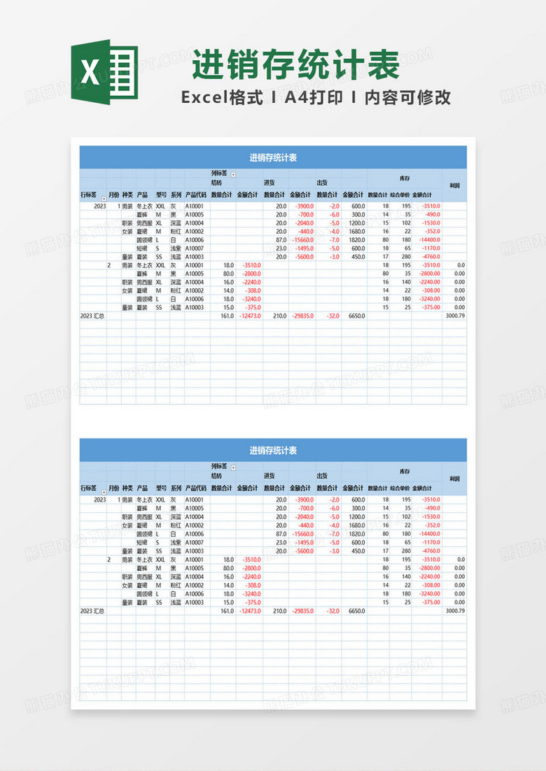 进销存统计表excel模板 进销存统计表excel模板