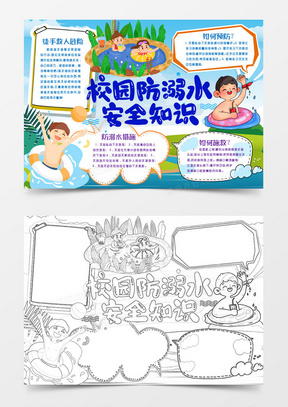 夏季防溺水安全知识小报手抄报word模板
