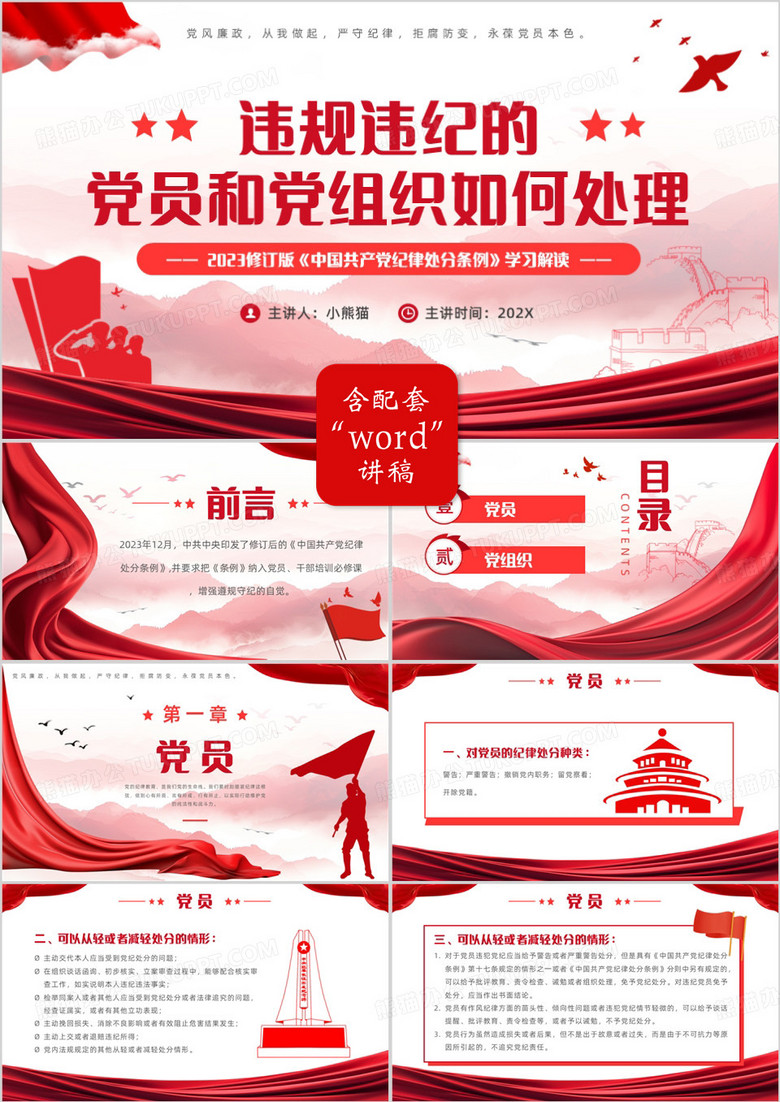 红色违规违纪的党员和党组织如何处理PPT模板