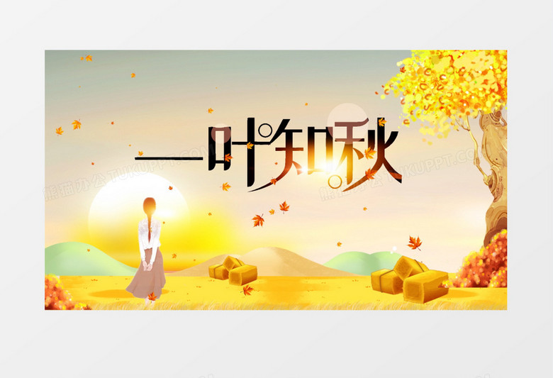 一叶知秋金色枫叶秋天片头视频AE模板