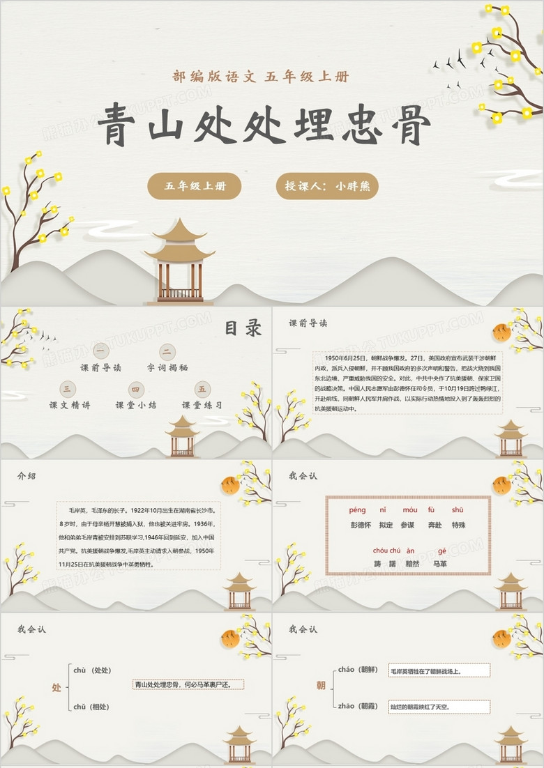 部編版五年級語文上冊青山處處埋忠骨課件PPT模板